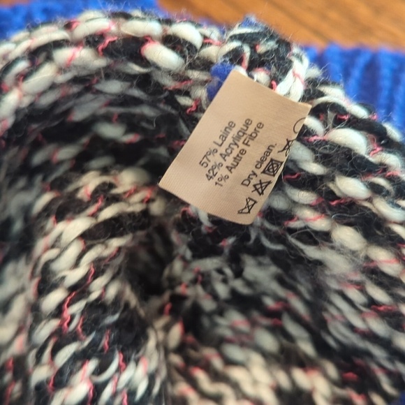 J.Crew black/ Blue marled Quality Wool blend Knit Pullover warm winter Sweater M - Picture 5 of 8